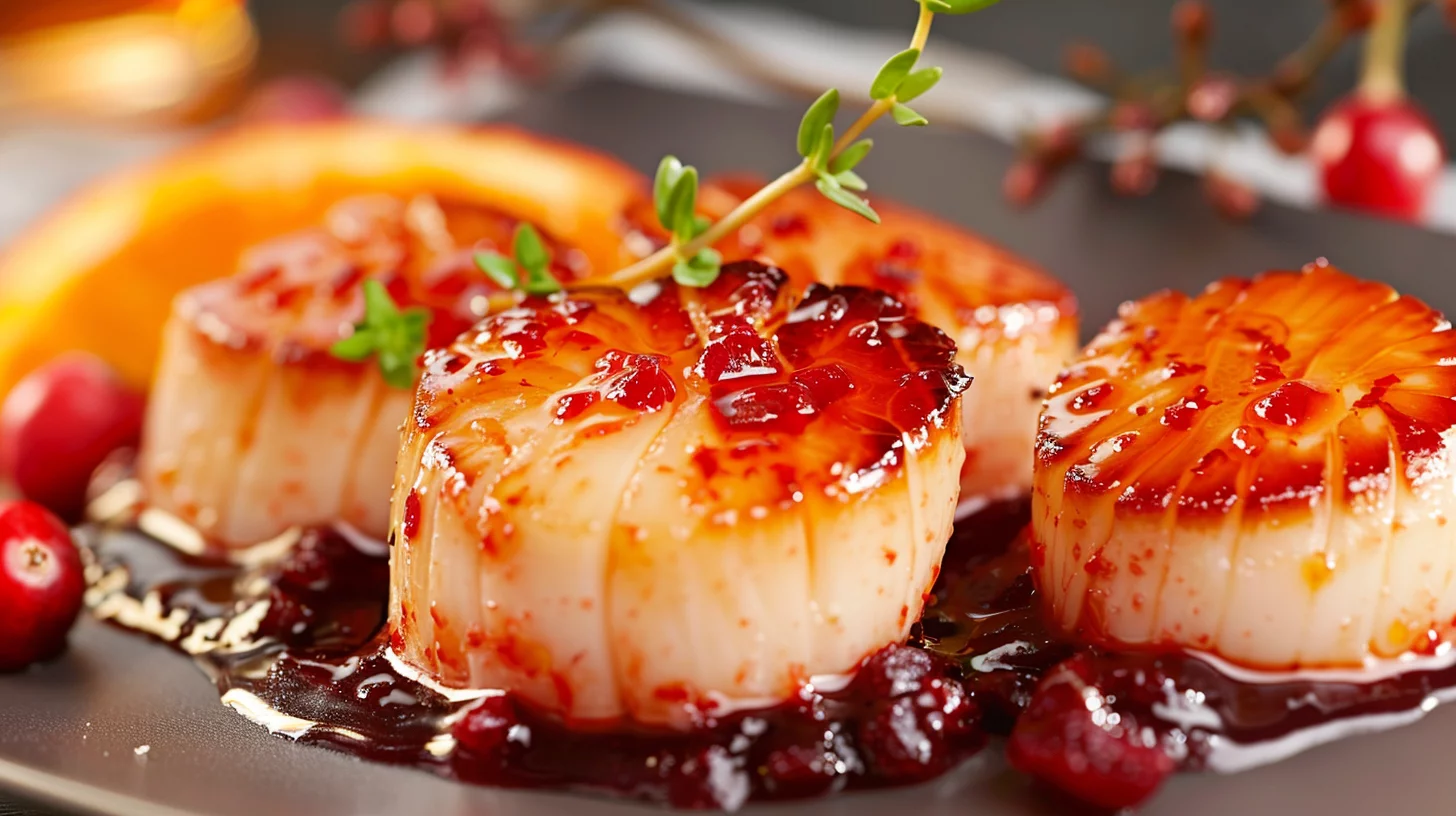 Cranberry Orange Glazed Scallops