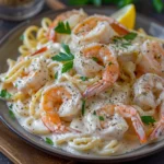 creamy garlic shrimp linguine