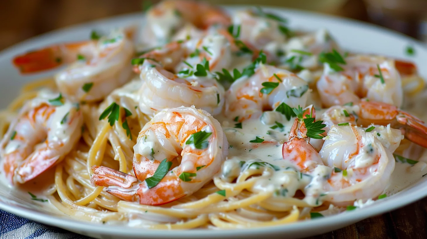 creamy garlic shrimp linguine