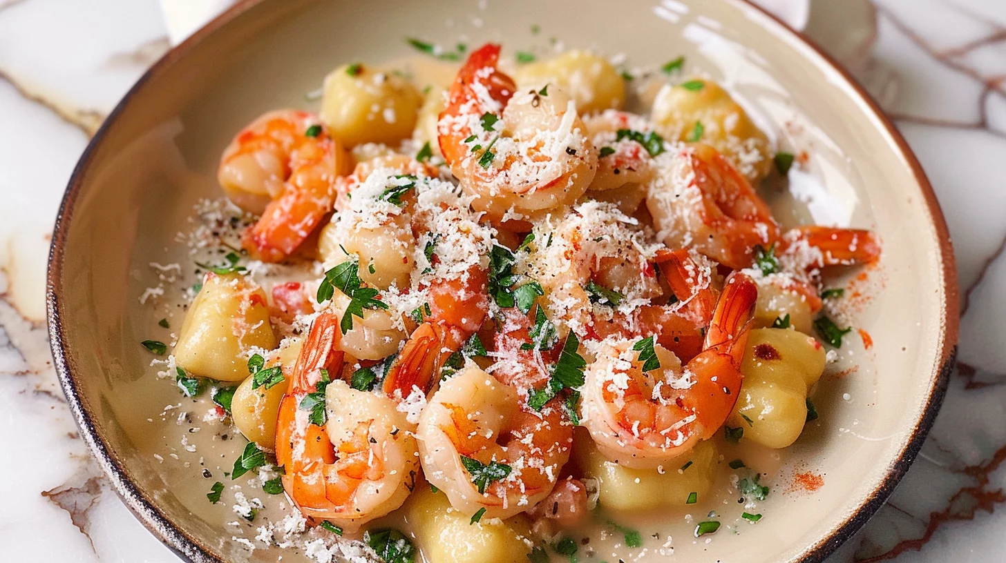 Creamy Tomato Shrimp Gnocchi Bake