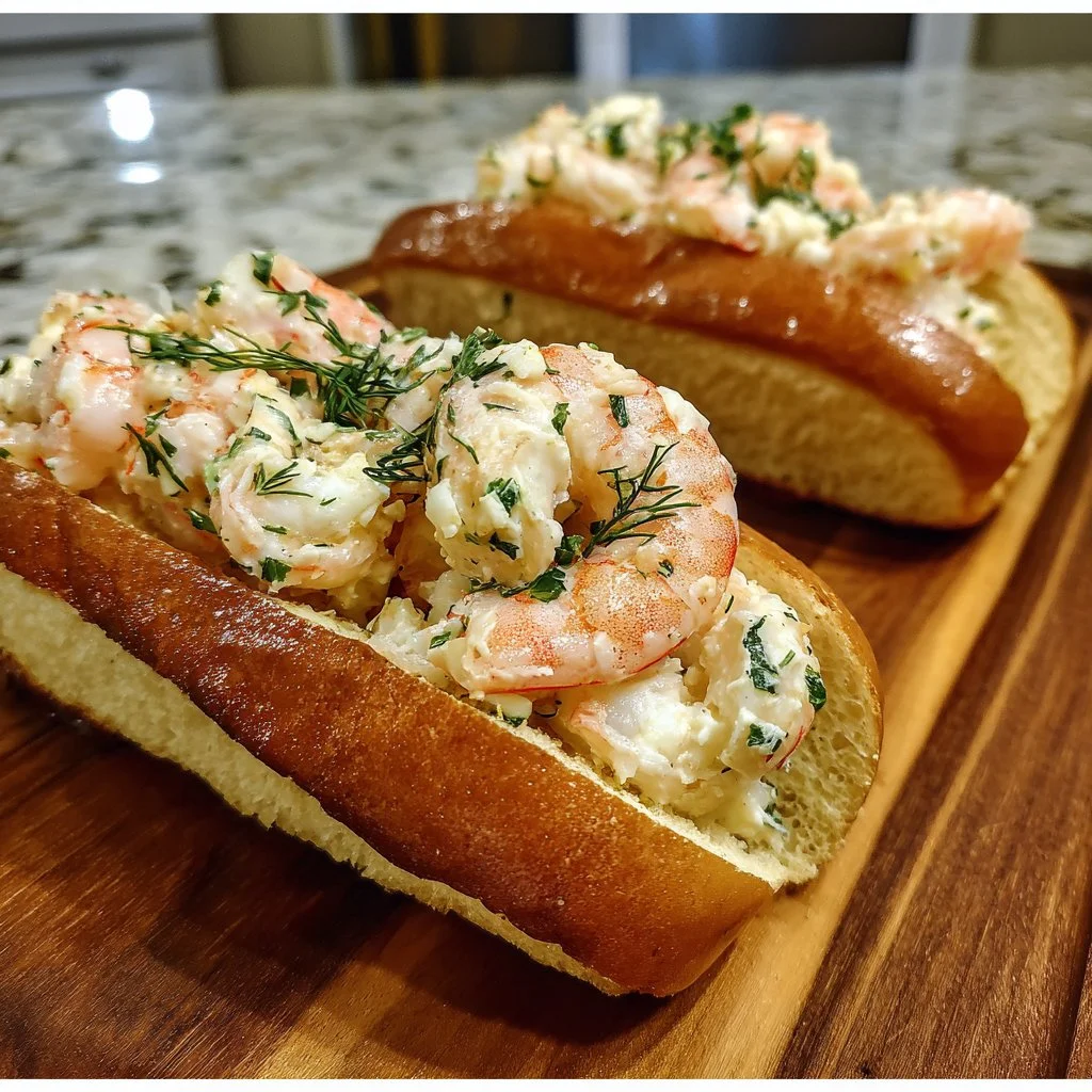 Delicious East Coast shrimp rolls served on a plate with fresh ingredients