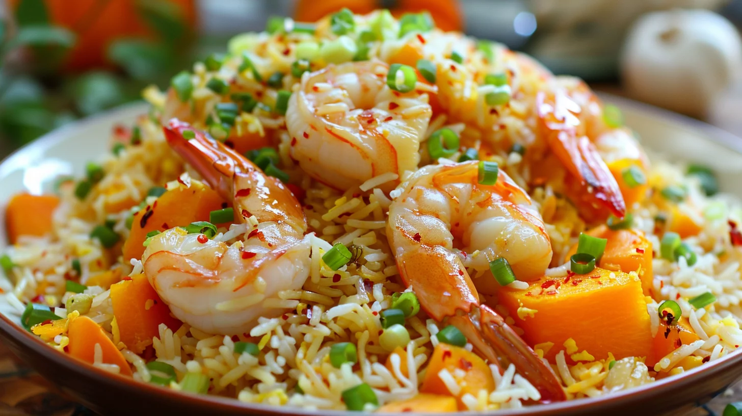 Ginger Garlic Shrimp Pumpkin Fried Rice
