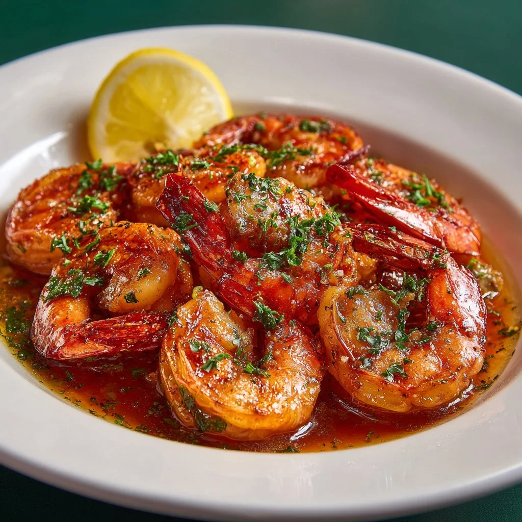 Jumbo shrimp cooked in rich butter garlic sauce