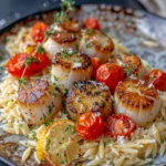 Lemon Garlic Scallop Orzo