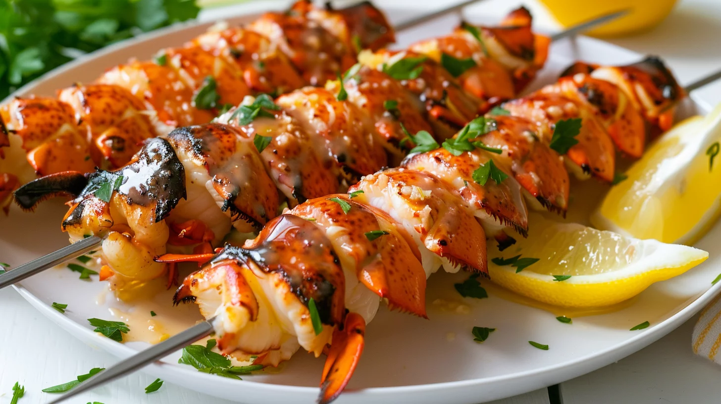 Lobster Tail Skewers With Garlic Butter