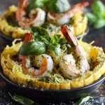 Pesto Shrimp Spaghetti Squash Boats