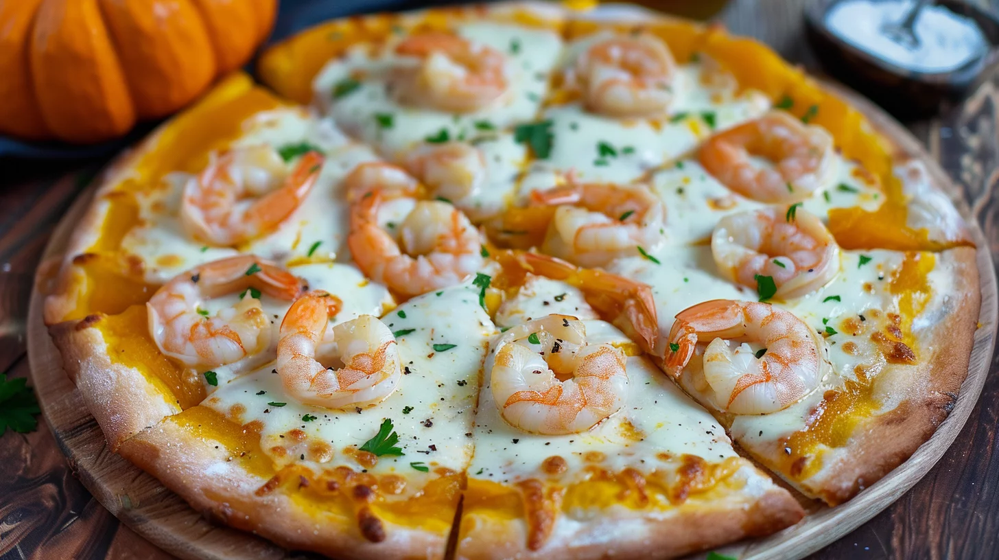 Pumpkin Shrimp Garlic Pizza