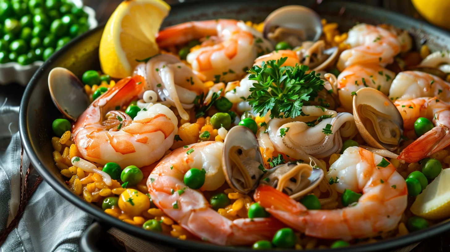 Saffron Seafood Paella Skillet