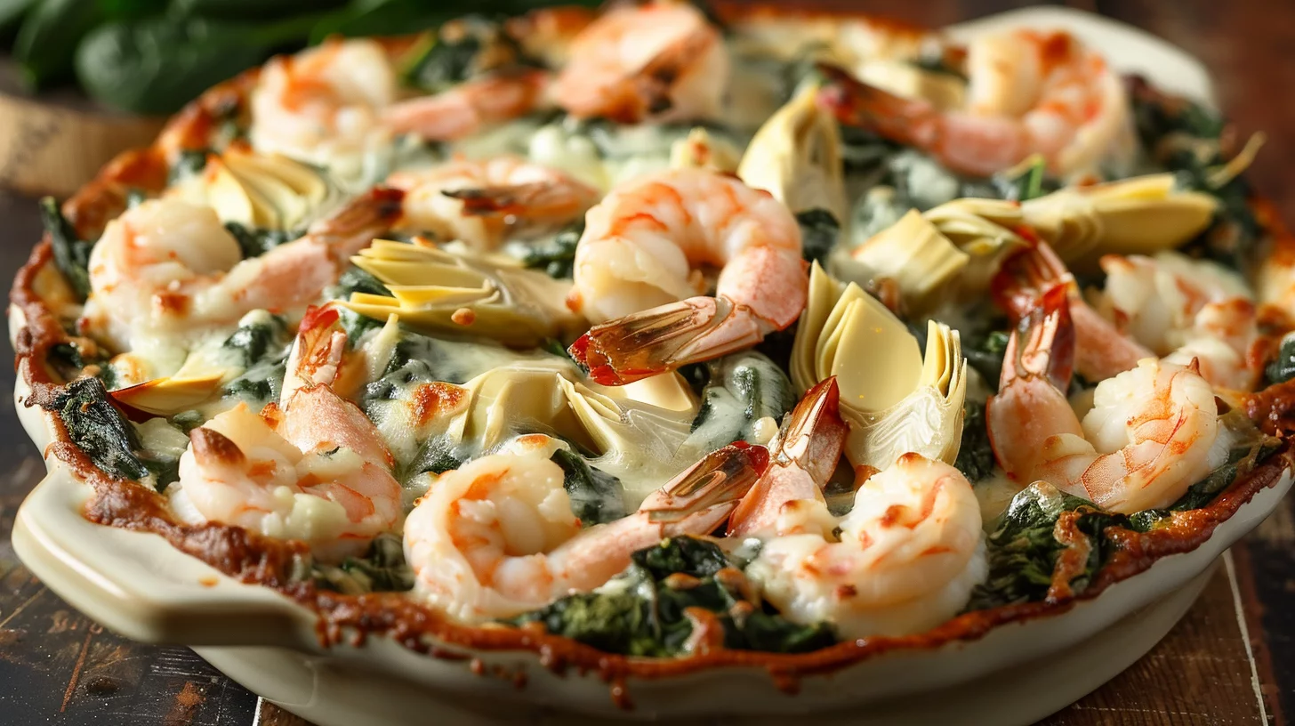 Spinach Artichoke Shrimp Bake