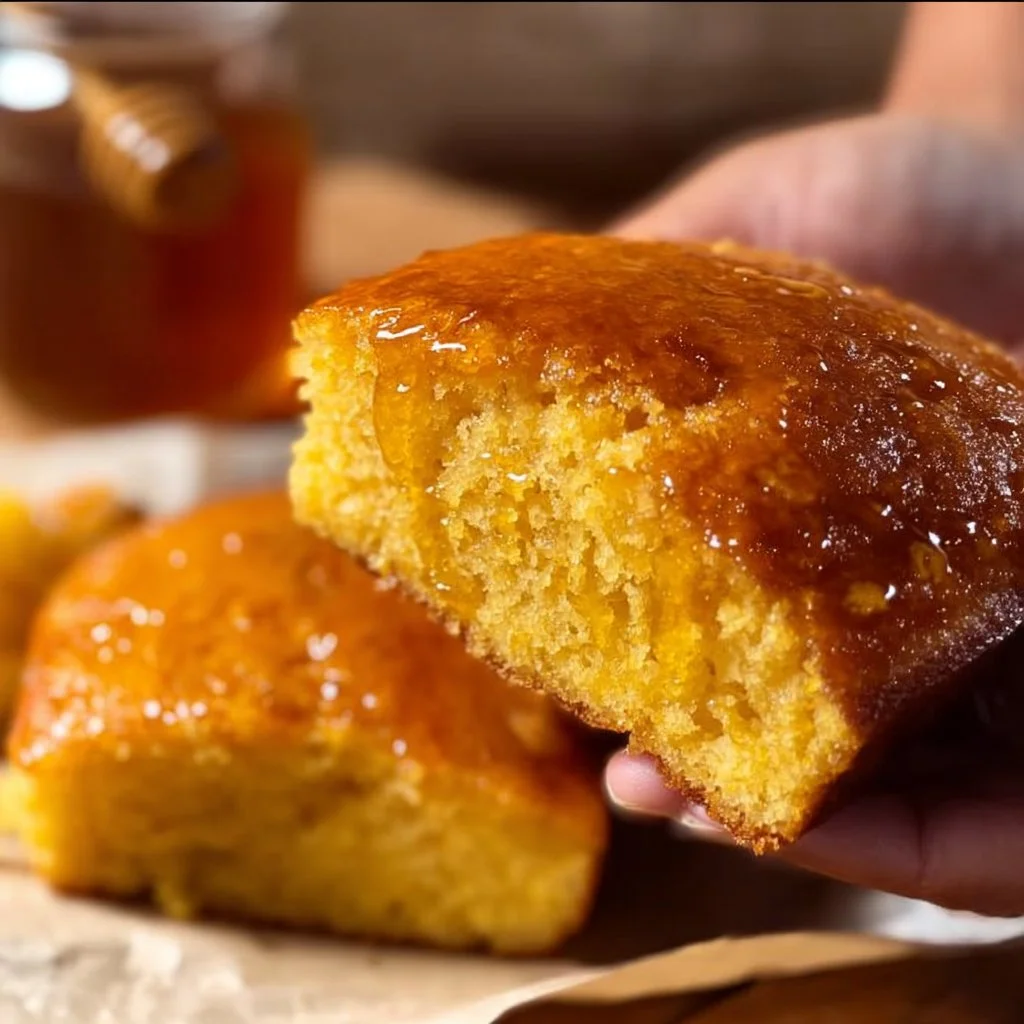 Delicious Thanksgiving Honey Butter Cornbread served warm