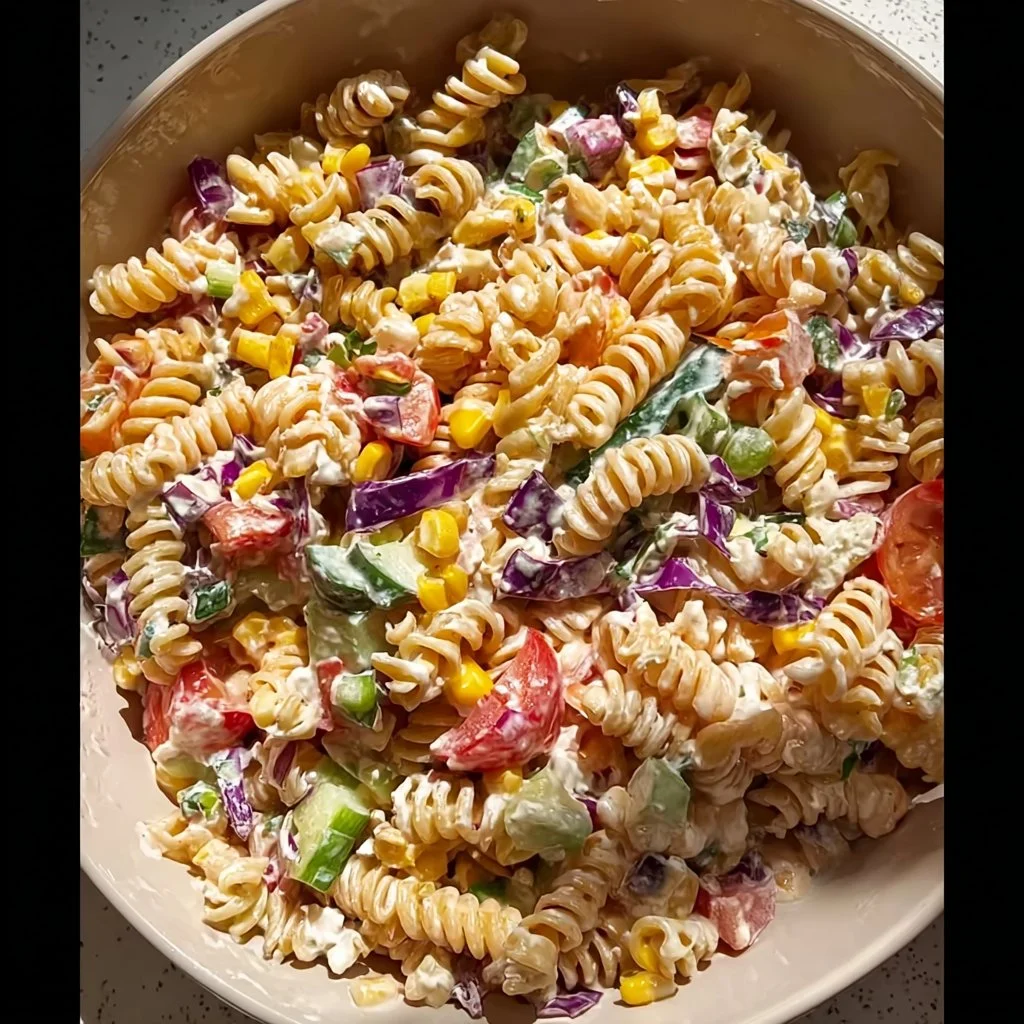 Delicious Thanksgiving Pasta Salad with seasonal ingredients in a festive bowl.