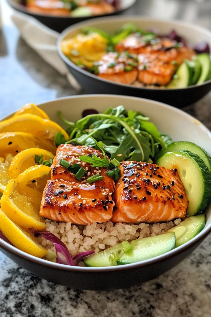 Honey Sriracha Salmon Bowls