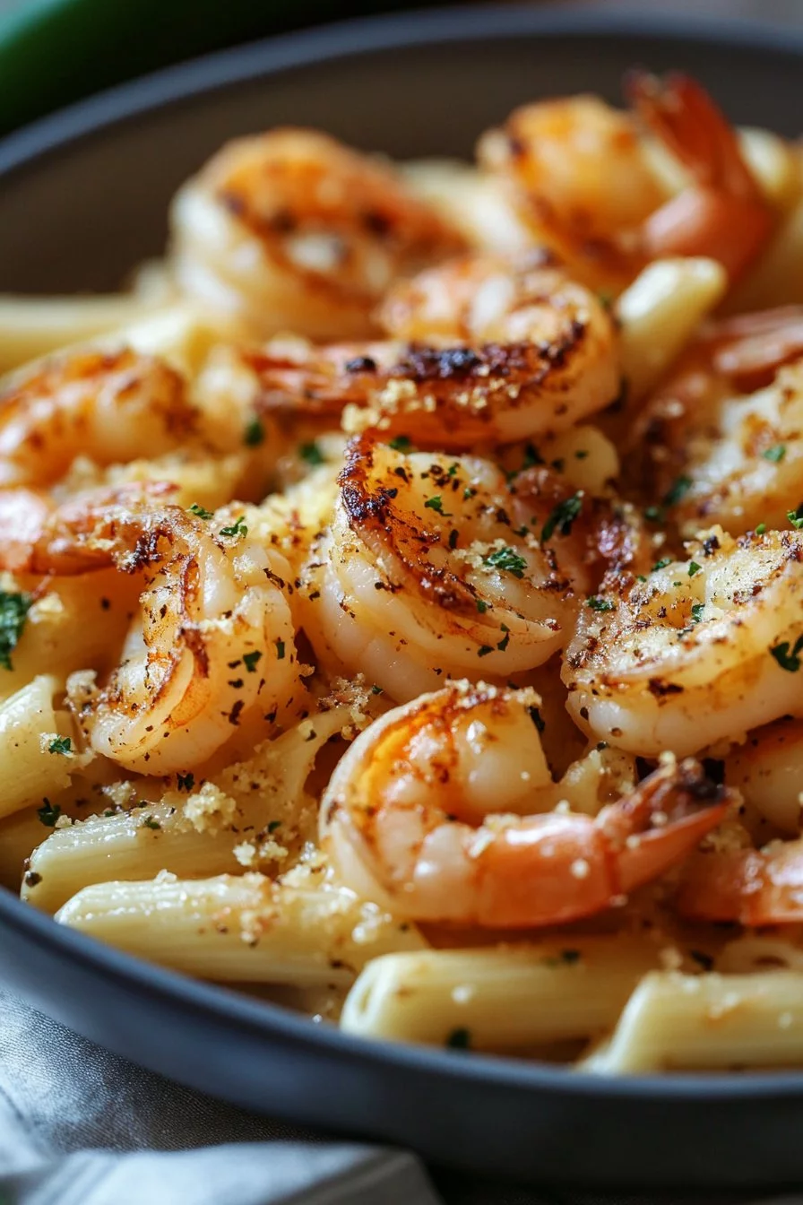 Creamy Garlic Shrimp Pasta Bake