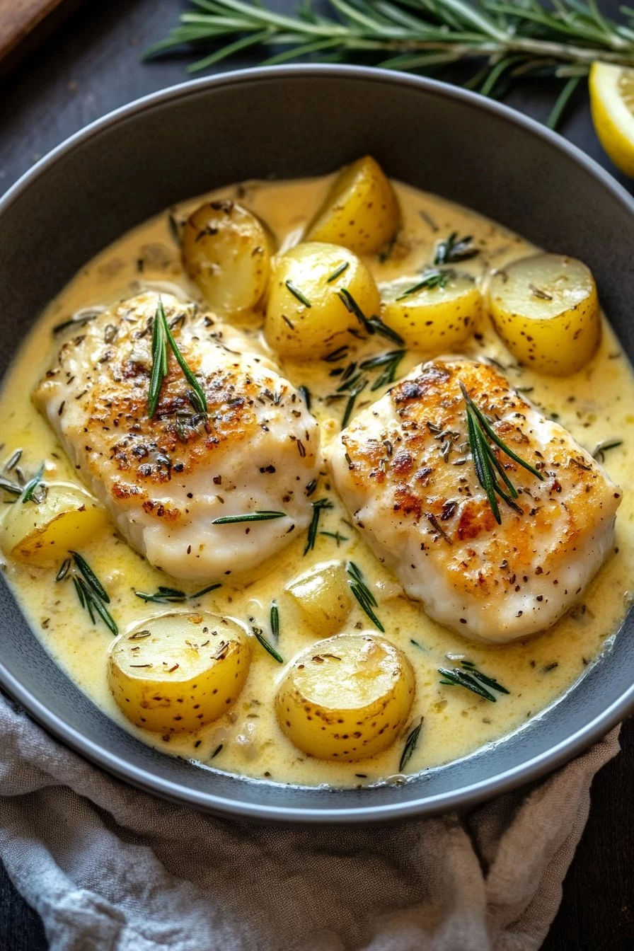 Cod & Potatoes in Rosemary Cream Sauce