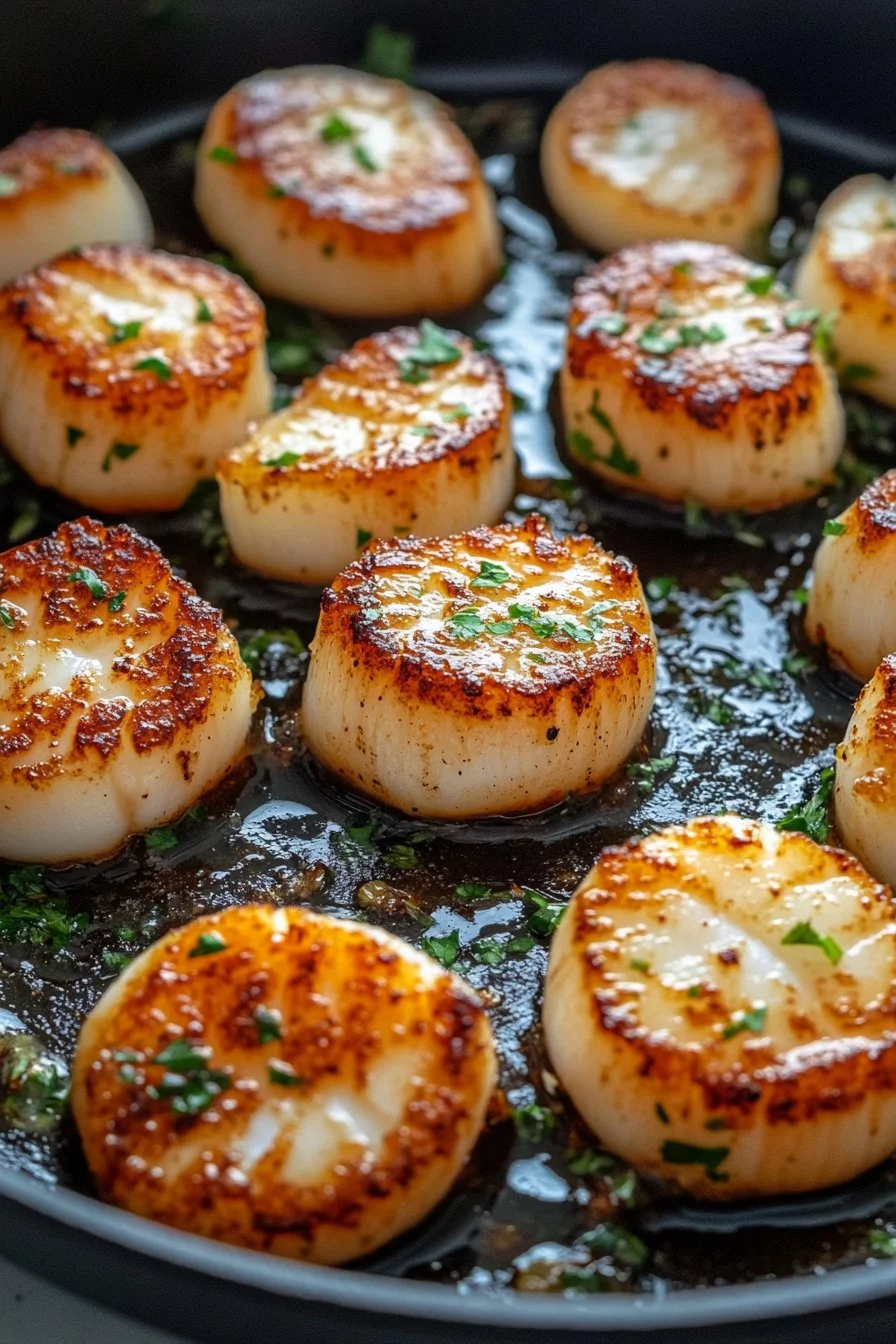 Healthy Cast Iron Pan Seared Scallops
