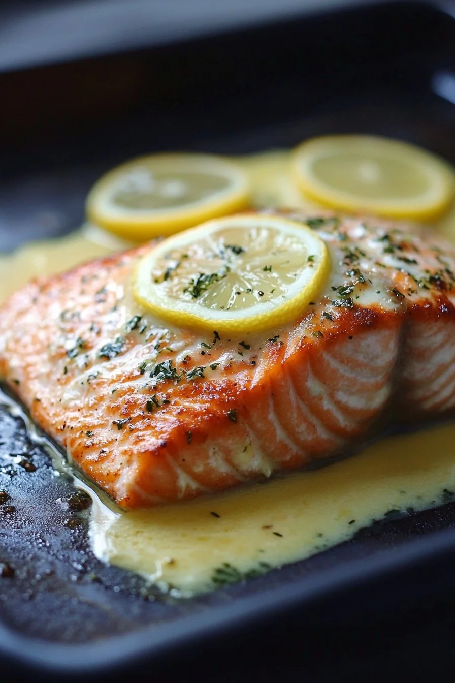 Baked Salmon With Lemon Butter Cream Sauce Recipe