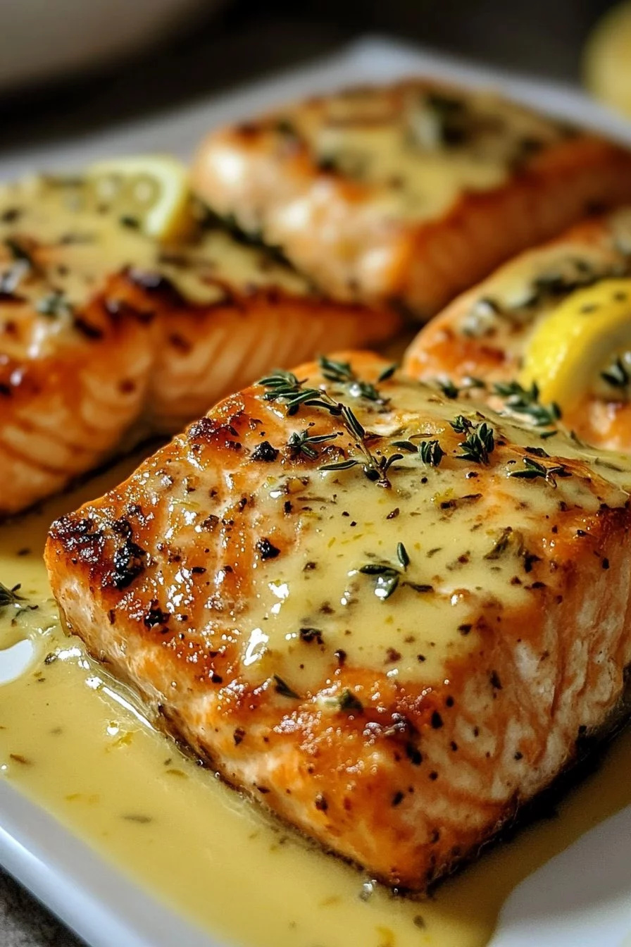 Baked Salmon With Lemon Butter Cream Sauce Recipe
