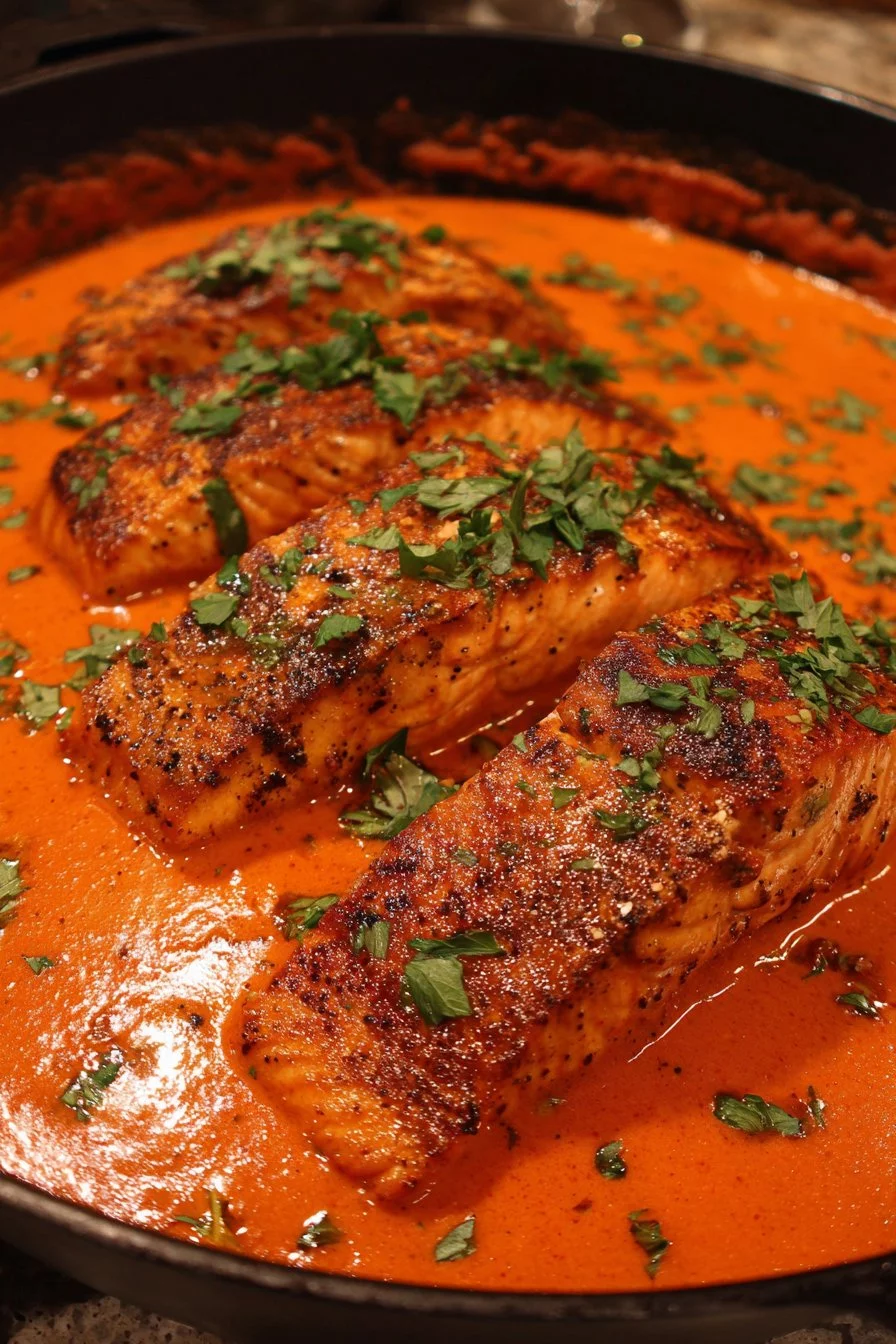 Salmon in Roasted Pepper Sauce