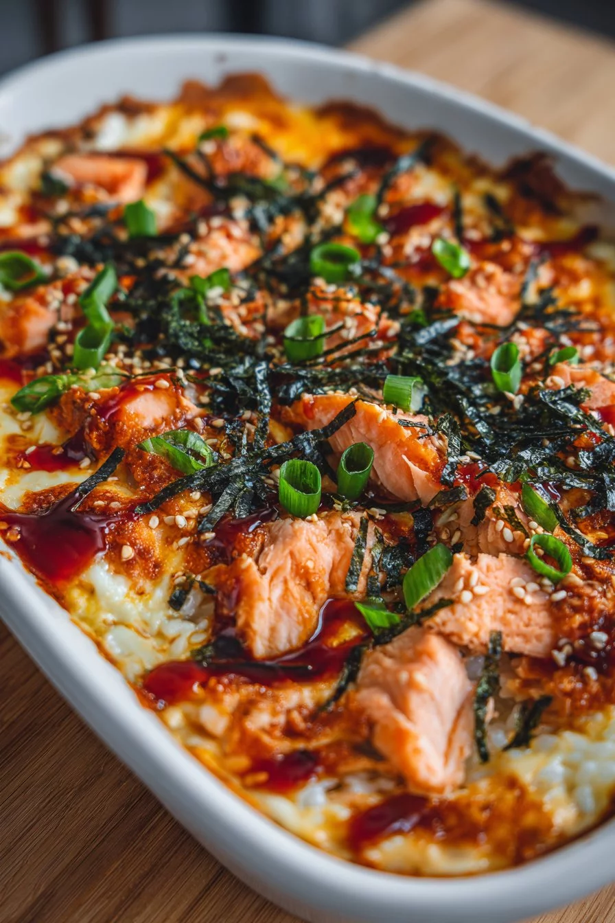Spicy Salmon Sushi Bake