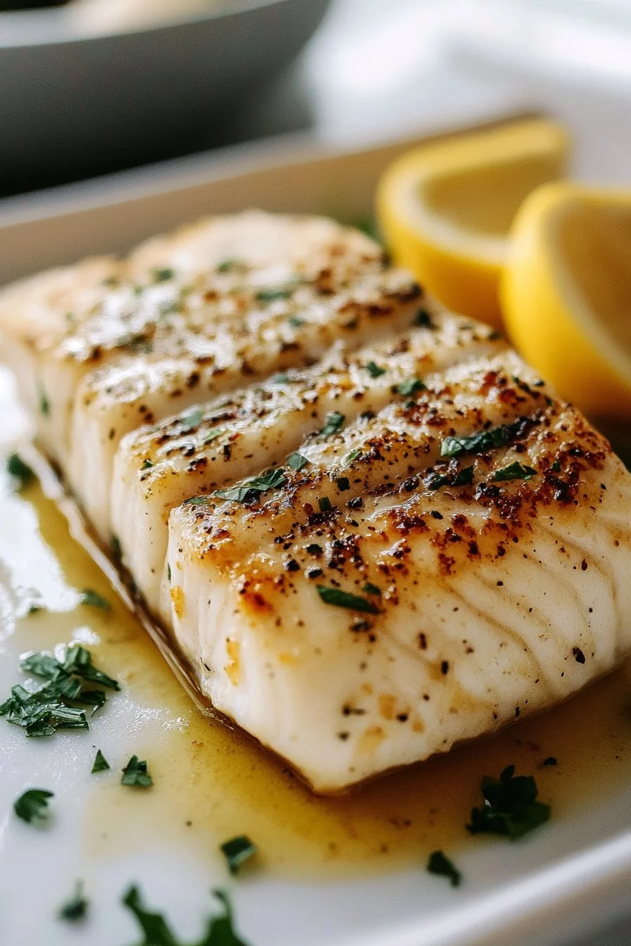 Juicy Halibut Oscar