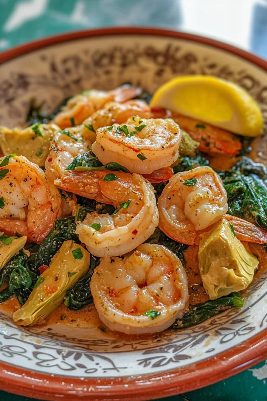 Tuscan Shrimp with Spinach and Artichokes