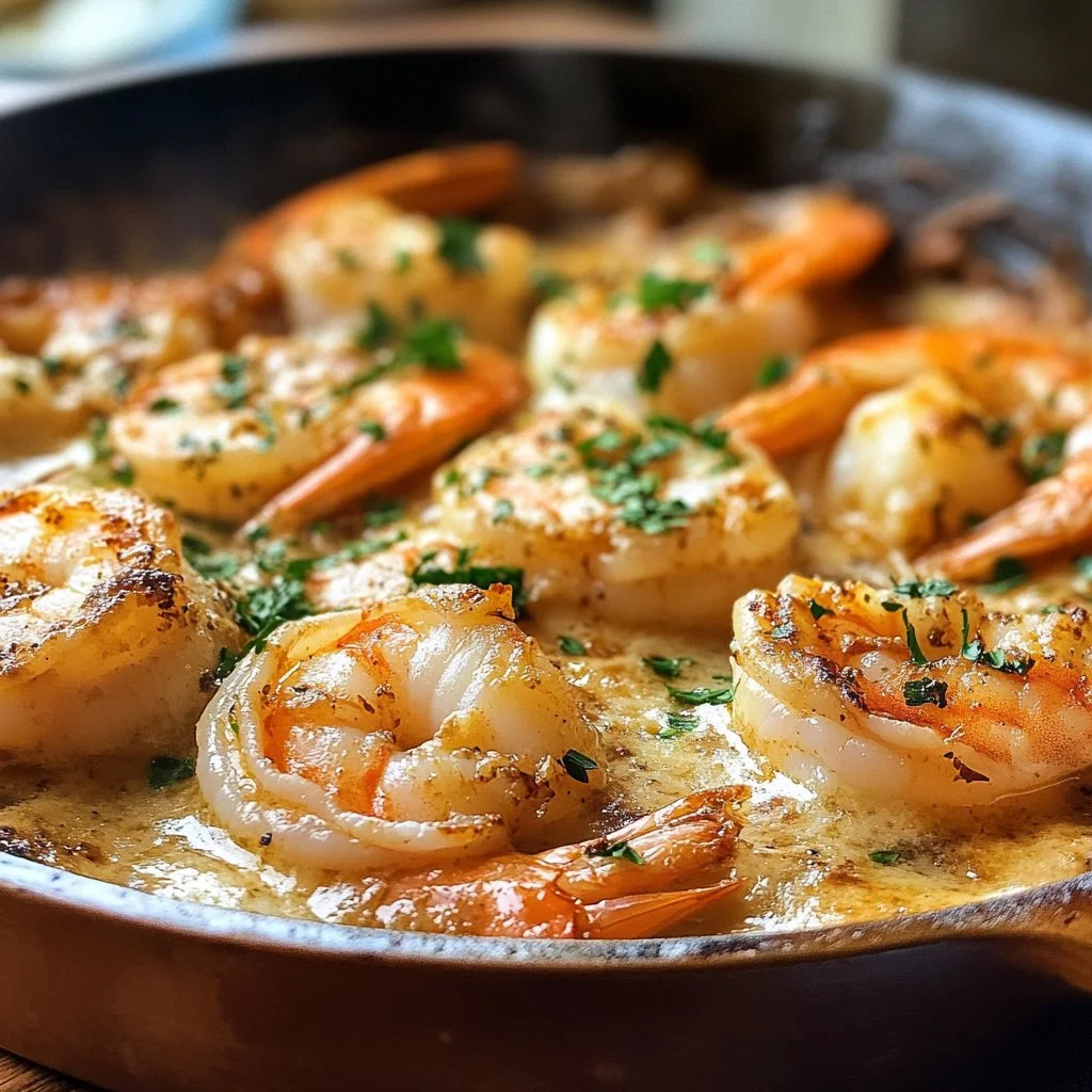 Baked Stuffed Shrimp Casserole topped with breadcrumbs and herbs