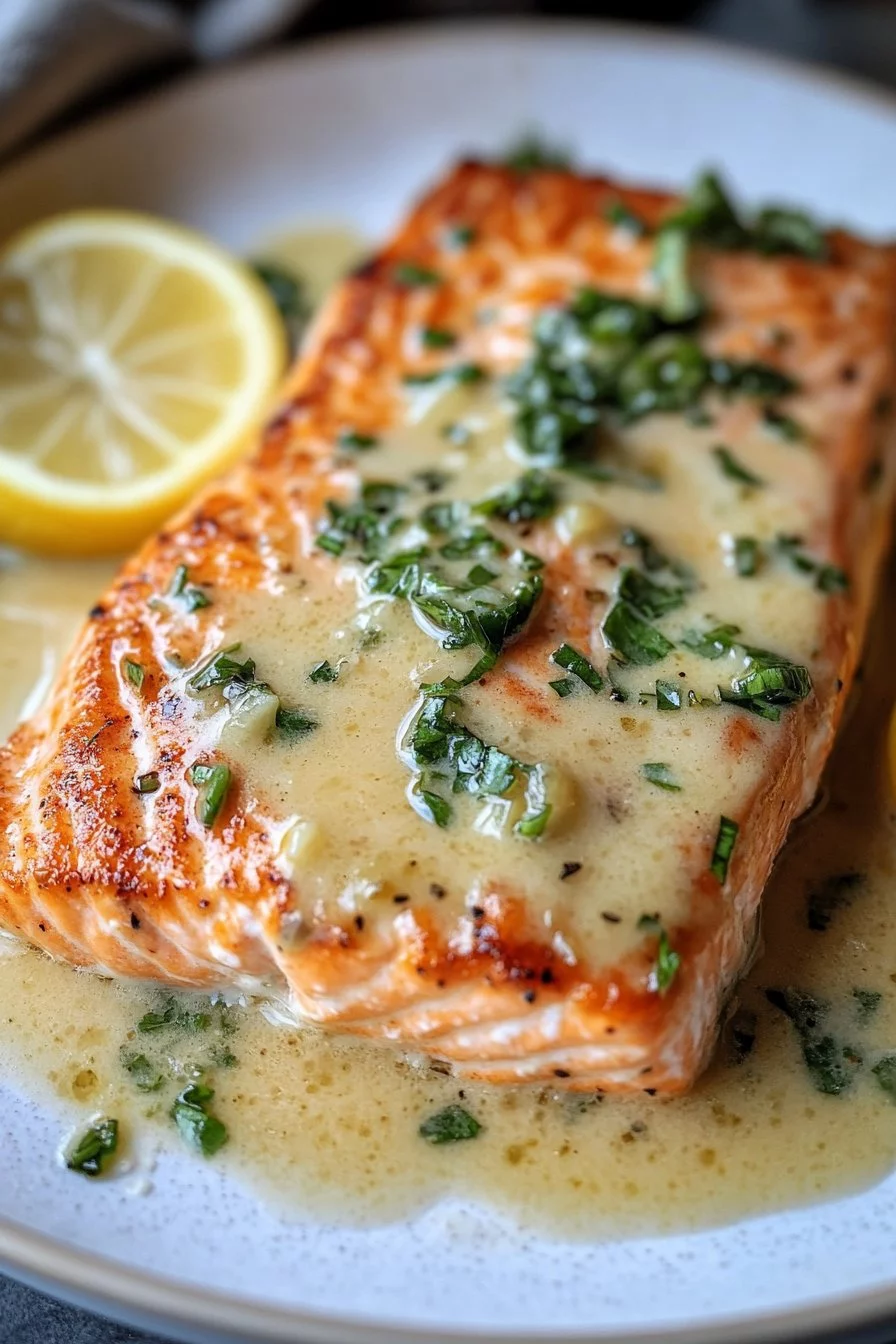 Creamy Lemon Garlic Salmon Piccata