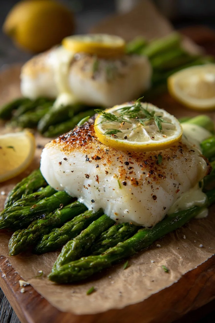 Juicy Halibut Oscar