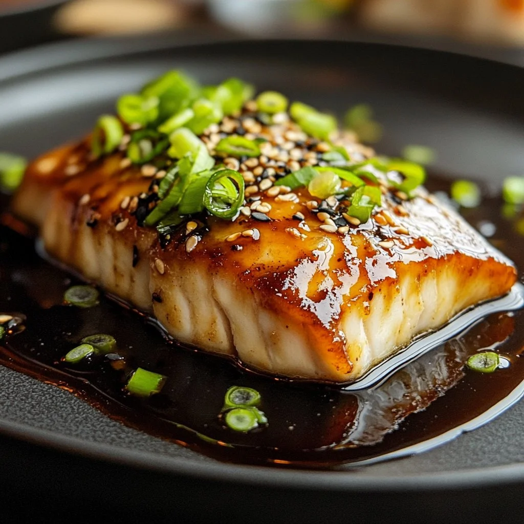 Delicious Ginger Soy Glazed Cod served with vegetables
