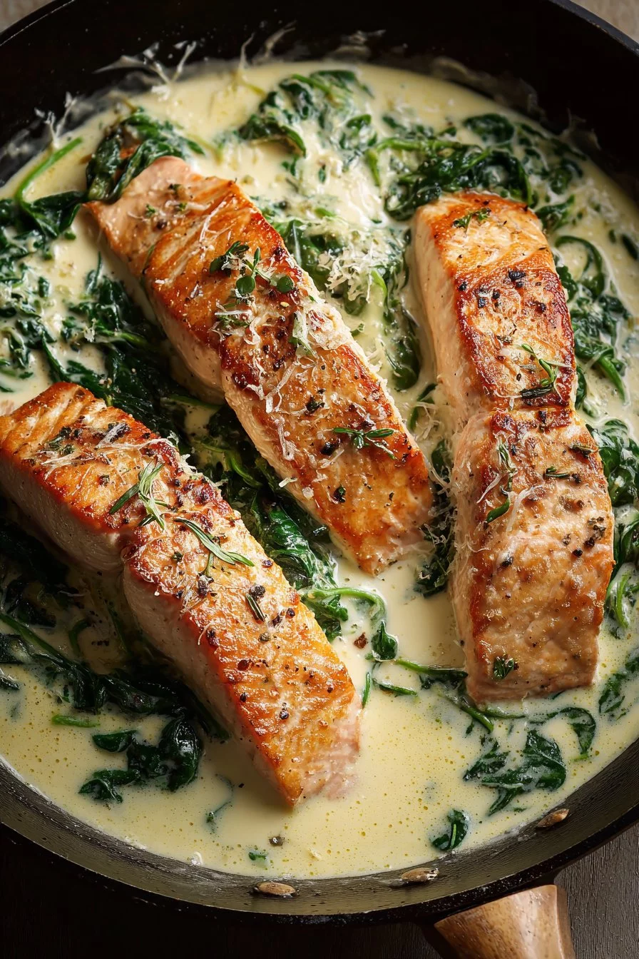 Easy Creamy Salmon Florentine