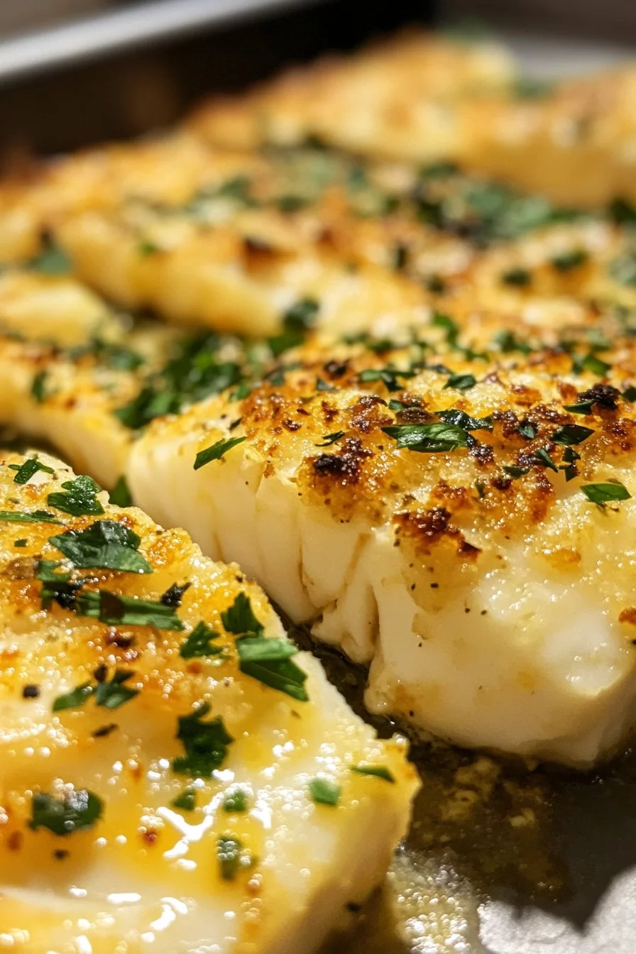 Tasty Garlic Parmesan Baked Halibut