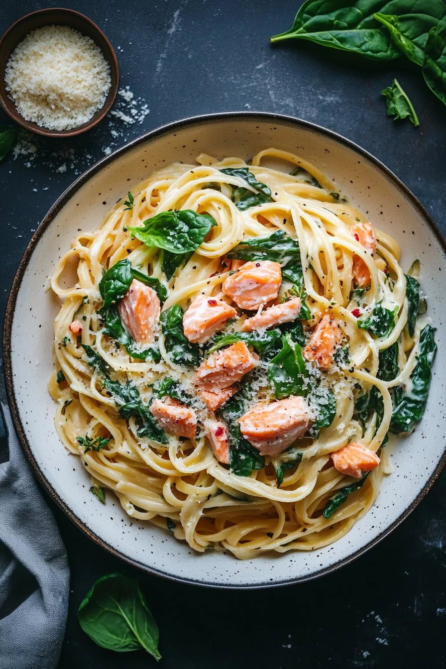 Creamy Spinach and Salmon Pasta