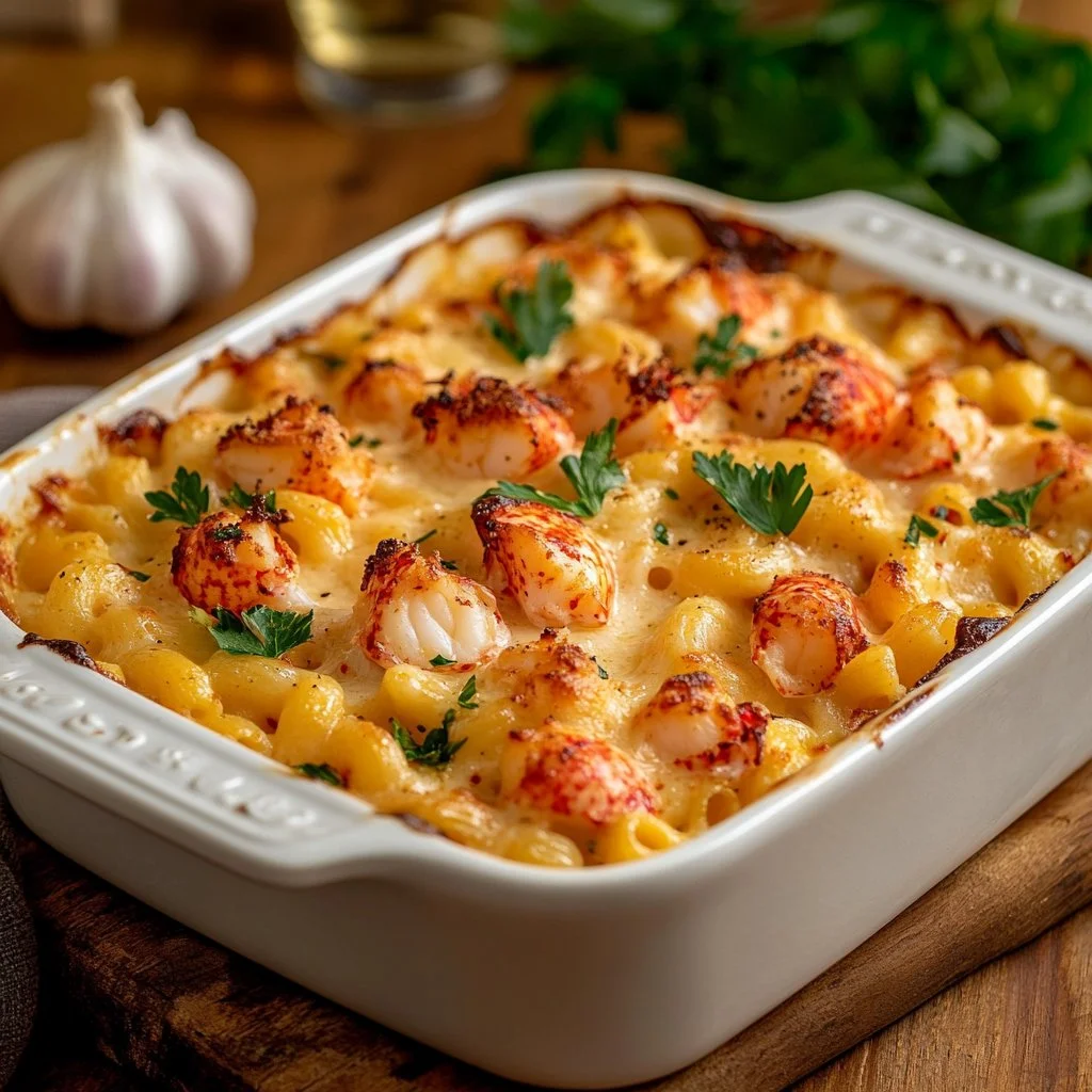 Delicious Lobster Mac and Cheese with creamy cheese and succulent lobster