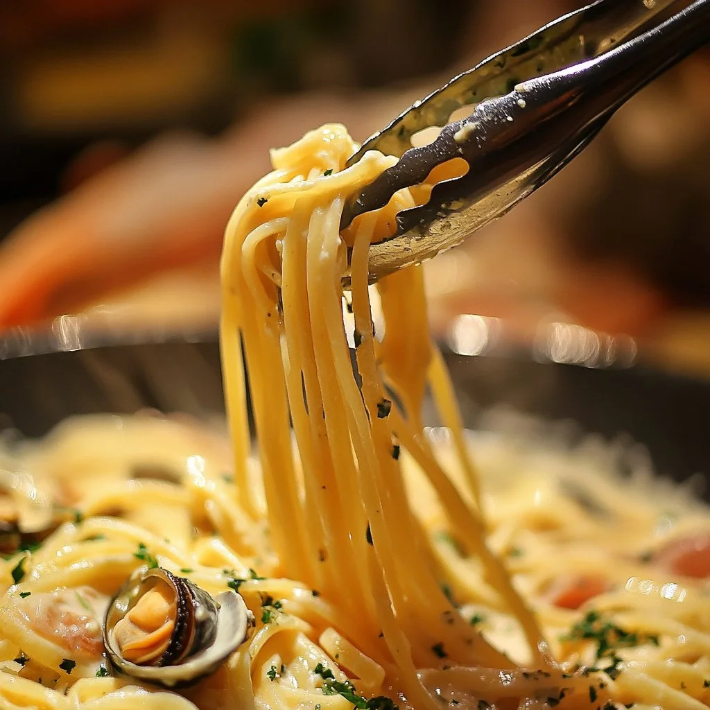 Mussels served in a rich creamy garlic sauce for a delectable seafood dish