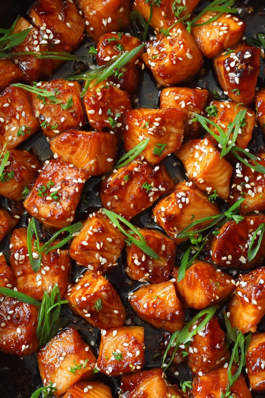 Honey Garlic Salmon Bites
