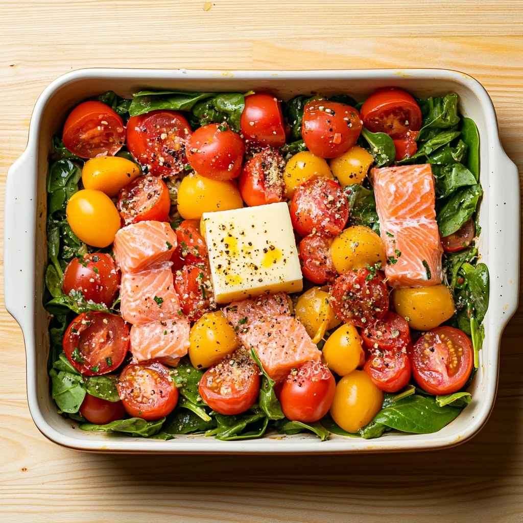 A delicious plate of salmon pasta garnished with herbs and served with lemon slices
