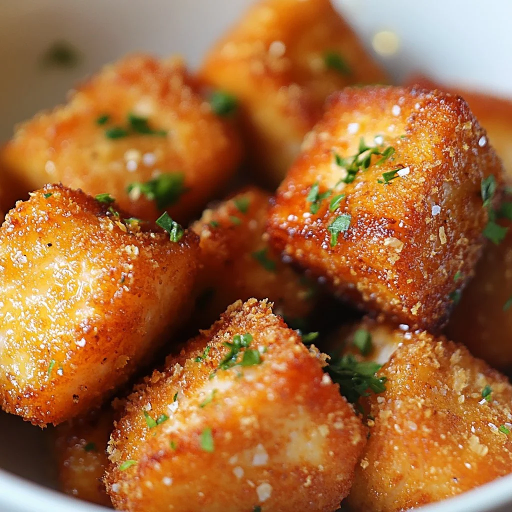 Delicious spicy salmon bites served on a platter.