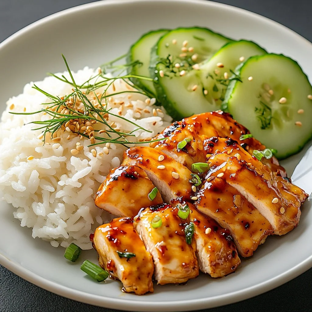 Spicy salmon bowl served with coconut rice and fresh vegetables