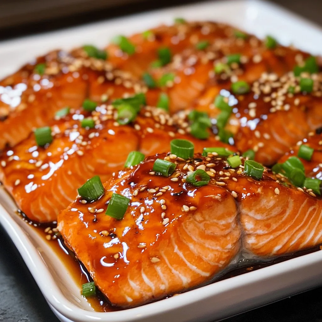 Delicious teriyaki salmon fillet served with vegetables