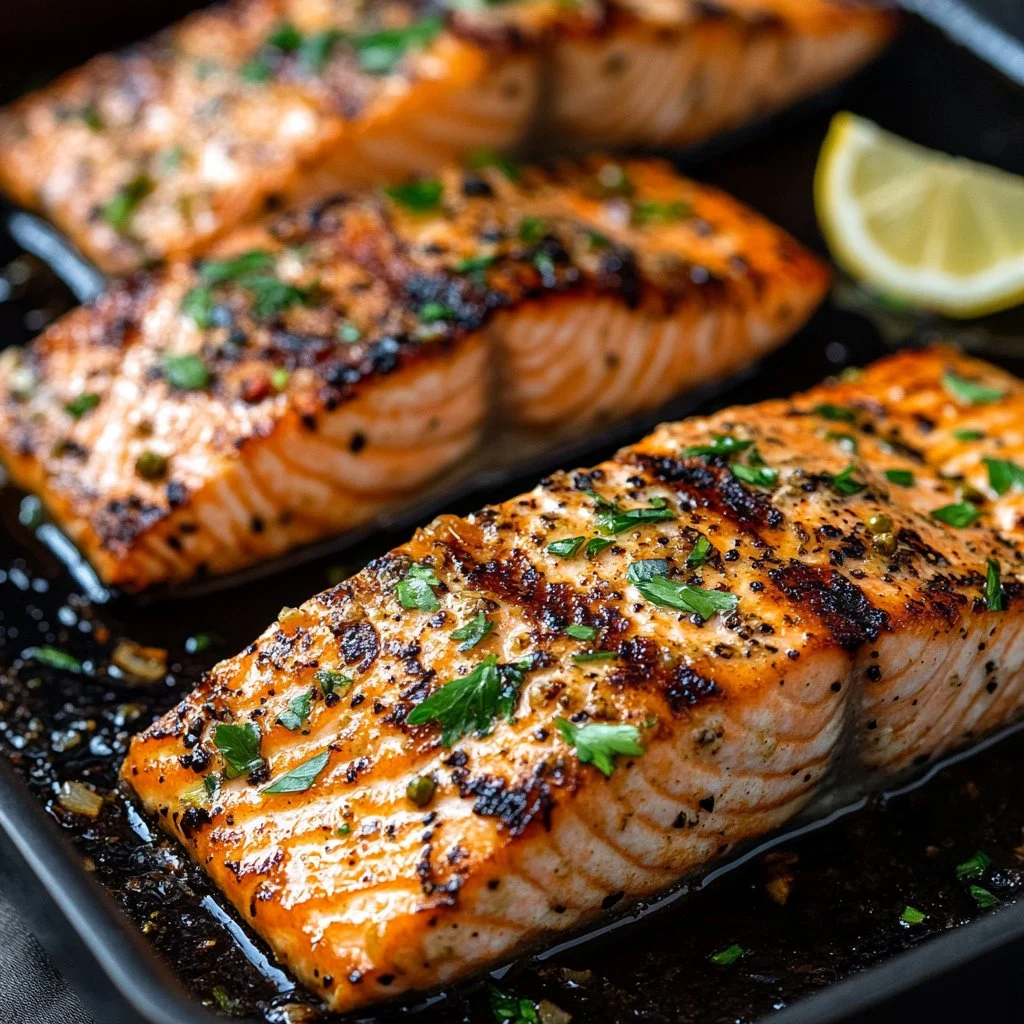 Deliciously grilled Texas Roadhouse Salmon served with a side