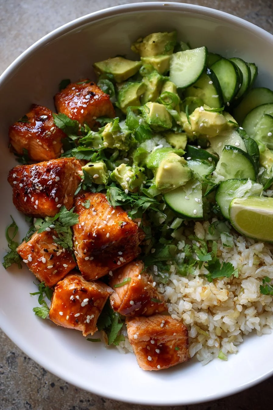 Sweet & Spicy Honey Glazed Salmon Bowl Recipe in 30 Minutes