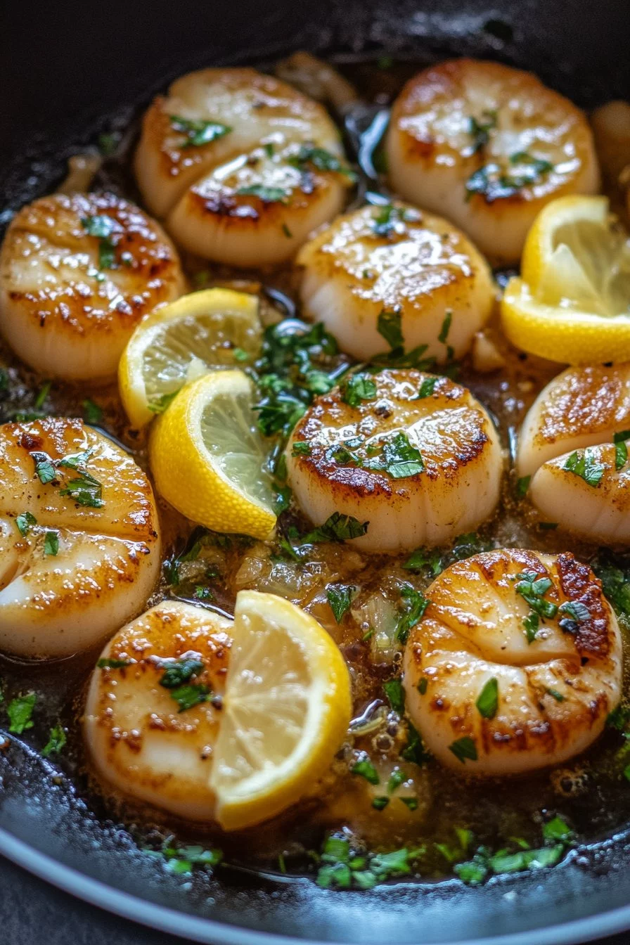 Creamy lemon garlic scallops