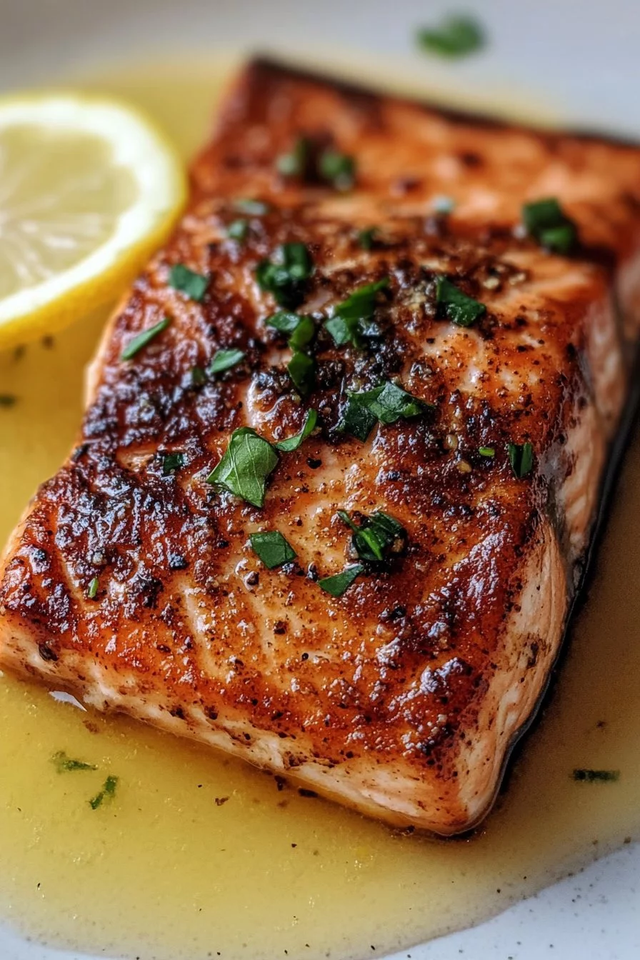 Blackened Salmon with a Honey Lemon Butter Sauce
