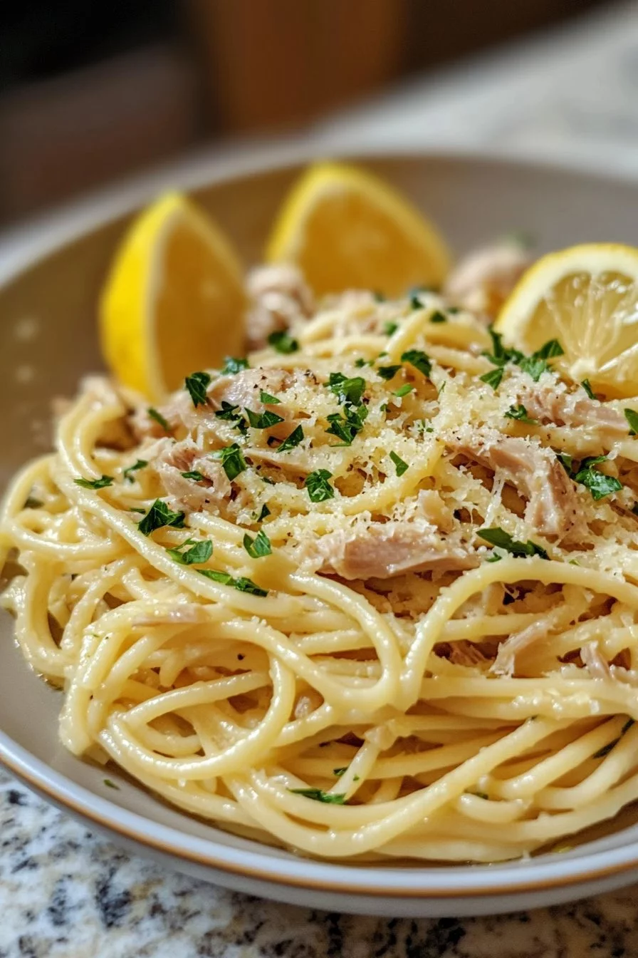 Garlic Lemon Tuna Pasta
