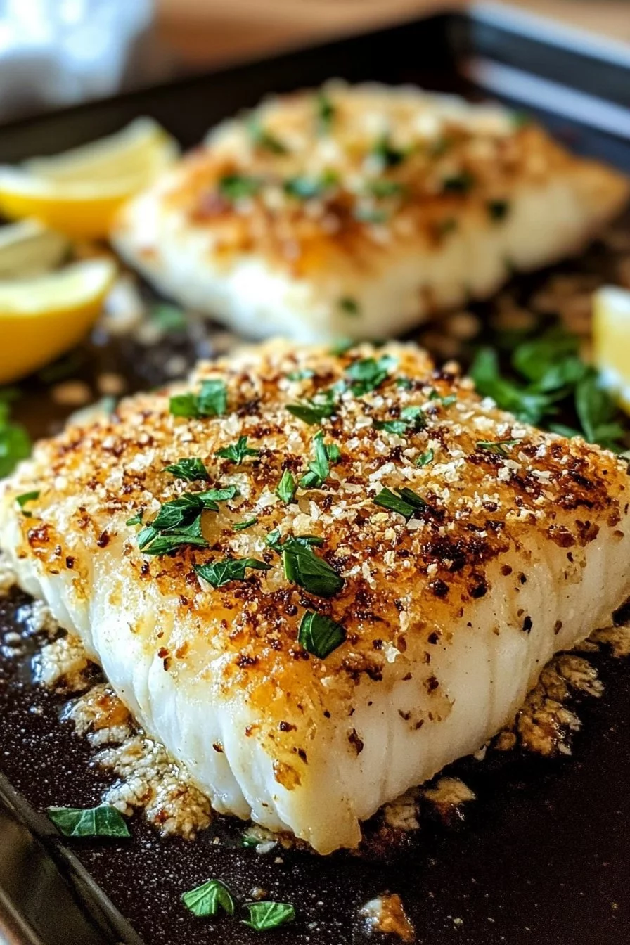 Garlic Parmesan Crusted Halibut