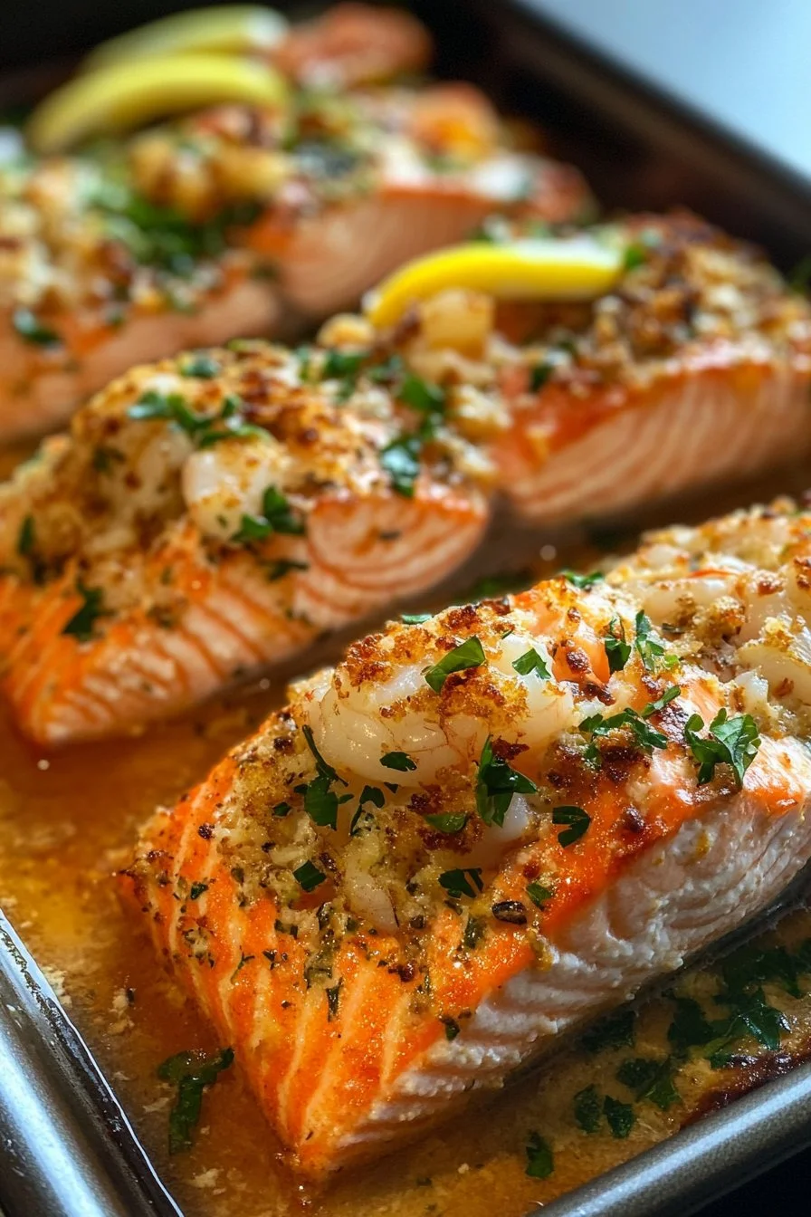 Crab and Shrimp Stuffed Salmon