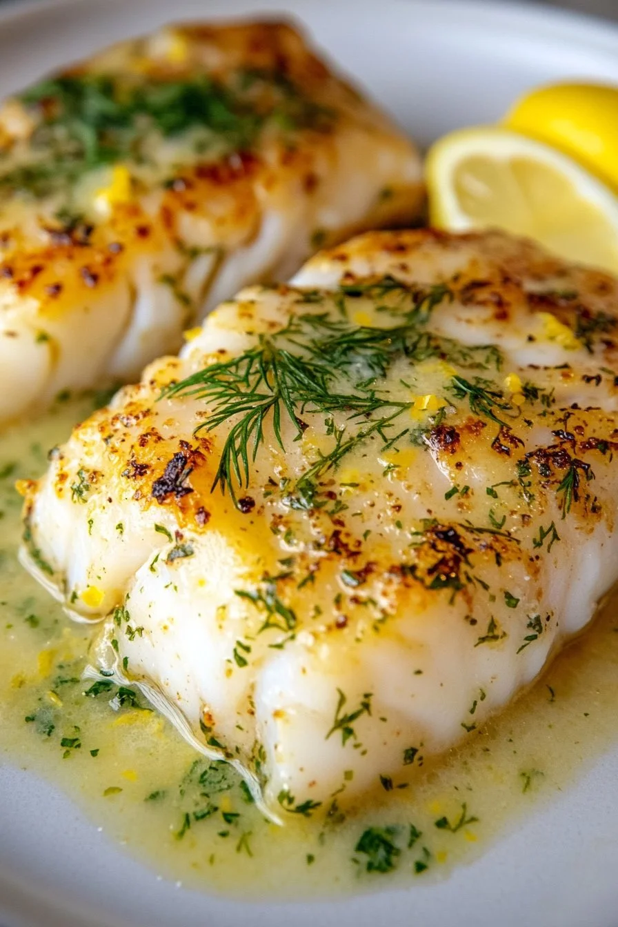 Baked Cod with Lemon Dill Sauce