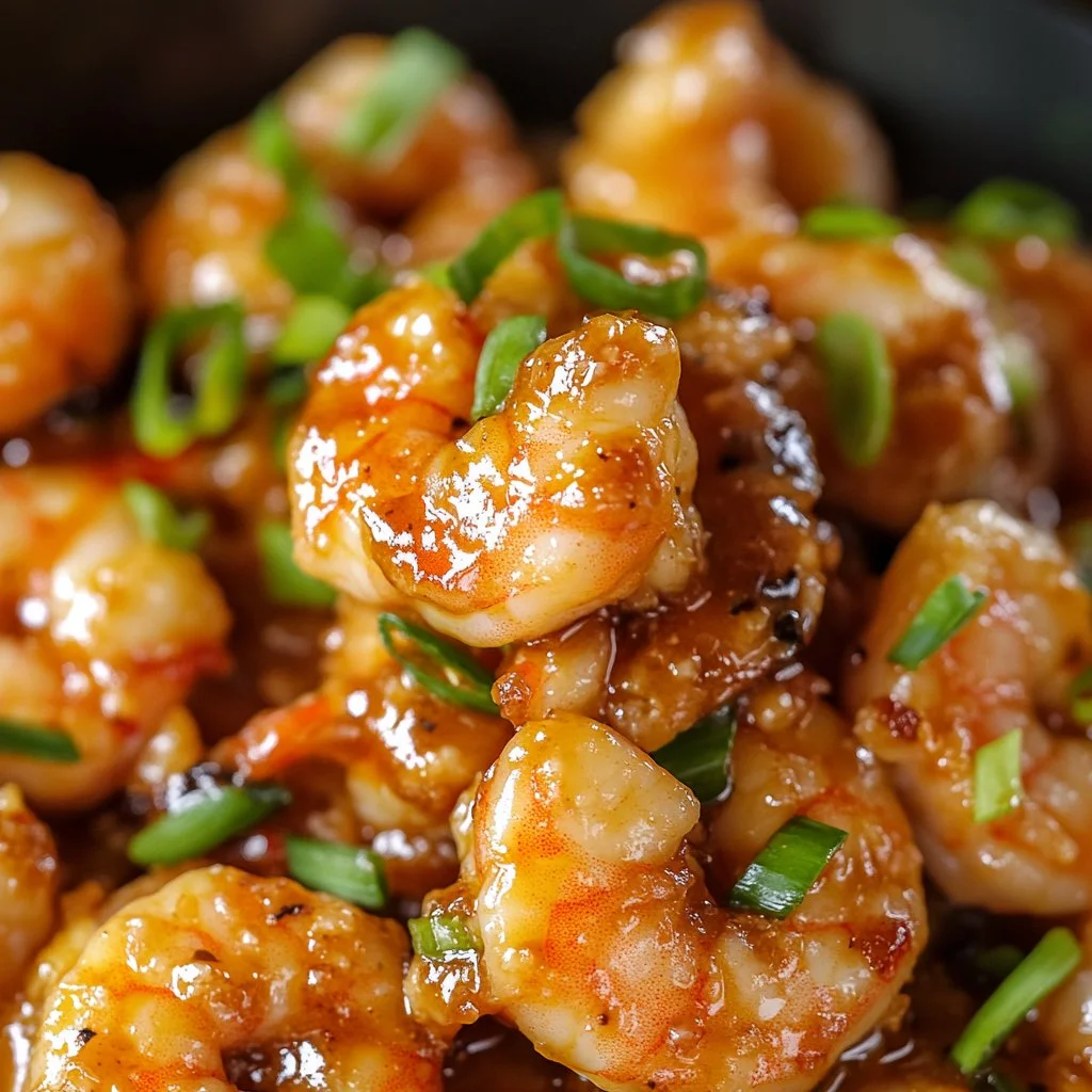 Plate of Bang Bang Shrimp drizzled with spicy sauce and garnished.