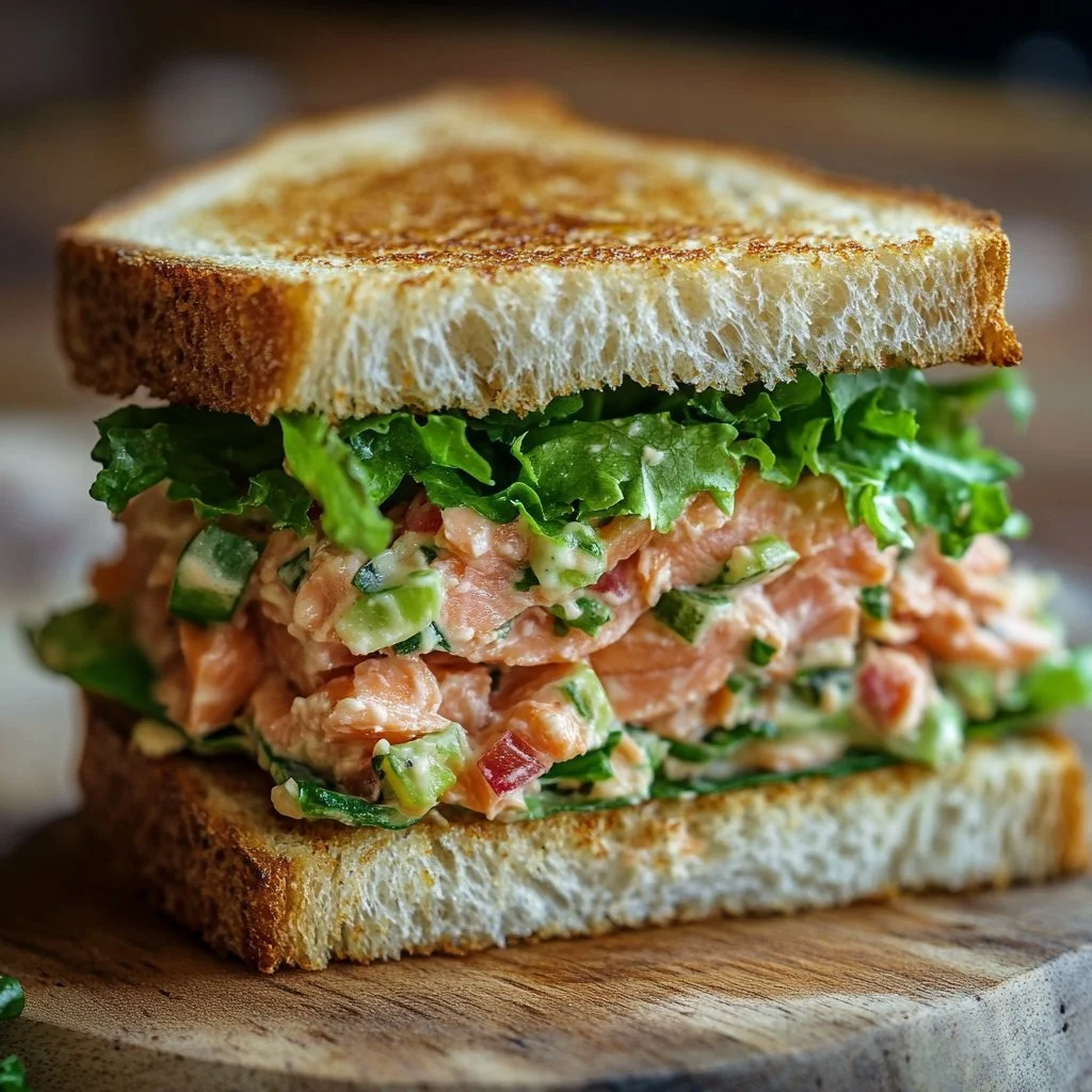 Healthy canned salmon salad with fresh vegetables and dressing