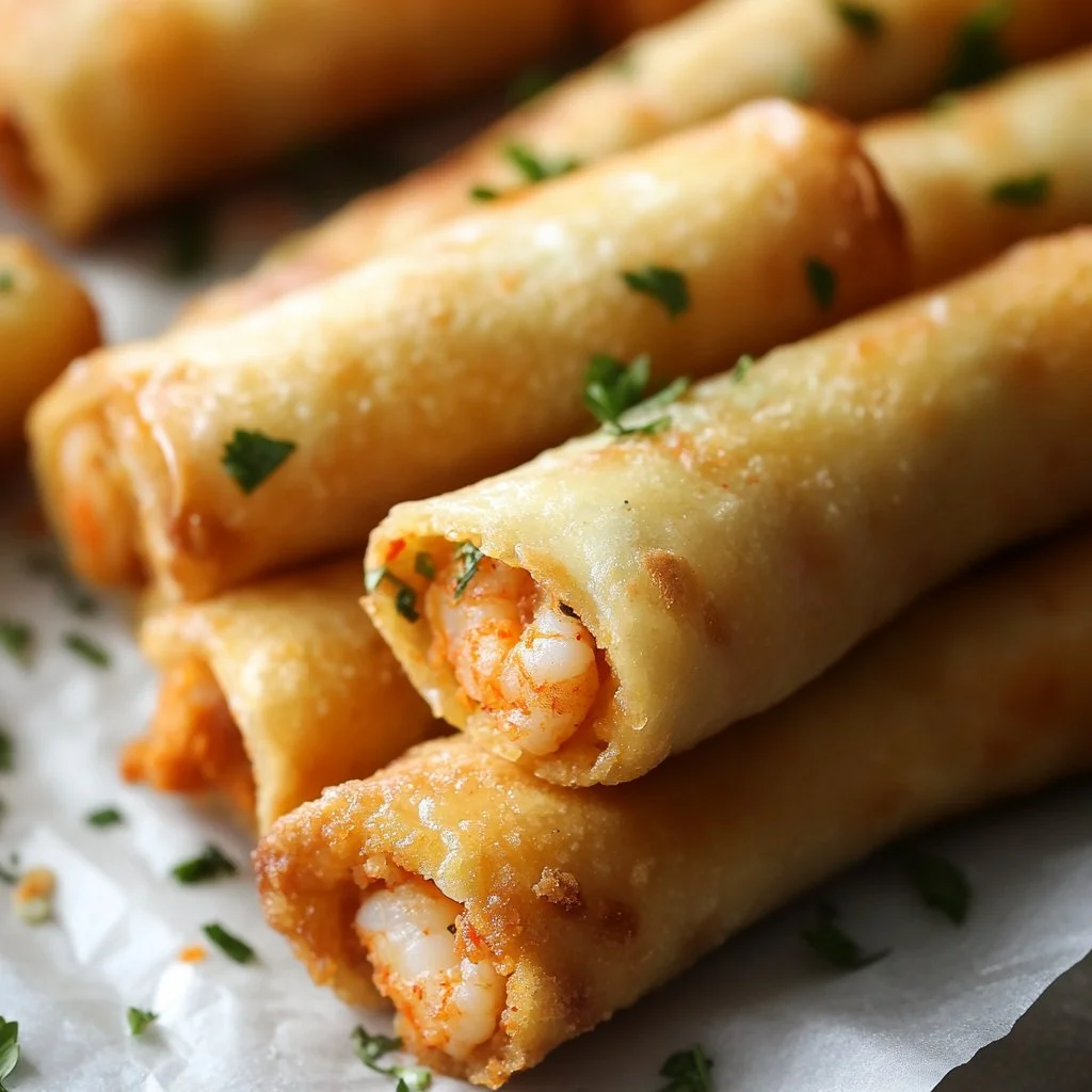 Cheesy crab and shrimp taquitos served with garnishes.